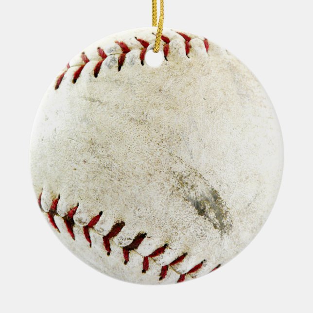 Baseball oder Softball - schmutzig und gut Keramik Ornament (Vorne)