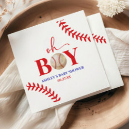 Baseball Oh Boy Brown White Baby Dusche Serviette