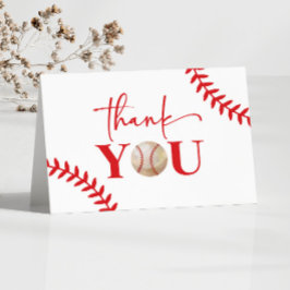 Baseball Oh Boy Red Blue White Baby Dusche Dankeskarte