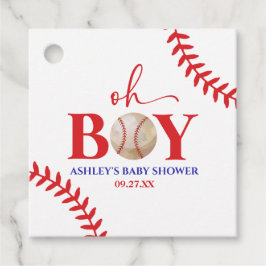Baseball Oh Boy Red White Baby Dusche Geschenkanhänger