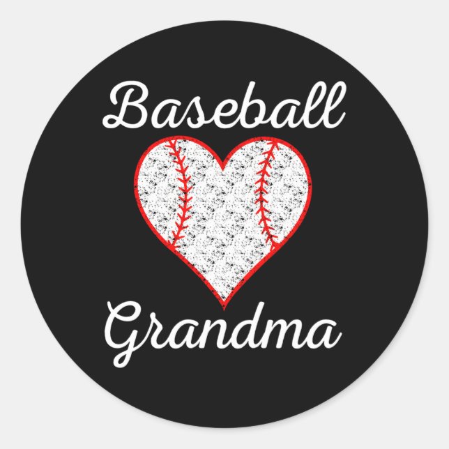 Baseball Oma He Runder Aufkleber (Vorderseite)