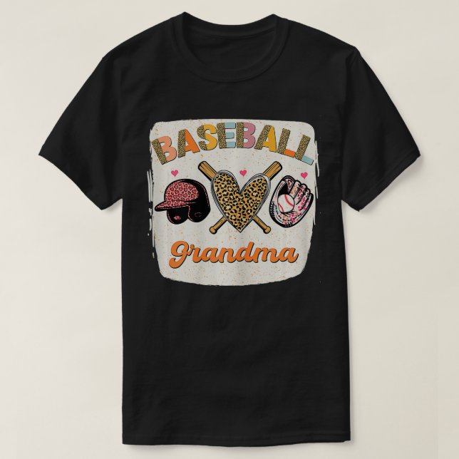 Baseball Oma Leopard Liebe Oma Mot geblasen T-Shirt (Design vorne)