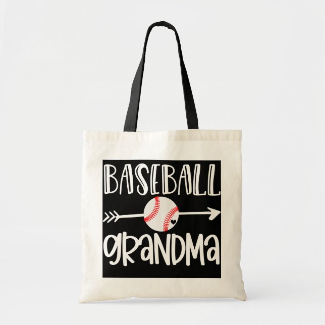 Baseball Oma von Grandson Niedlich Arrow Heart Tragetasche (Vorne)