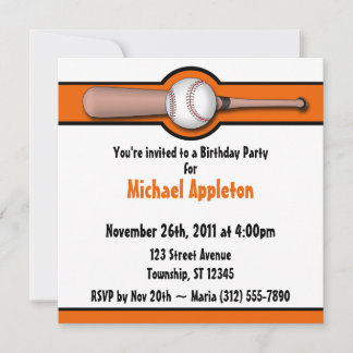 Baseball Orange Geburtstagseinladungen Einladung