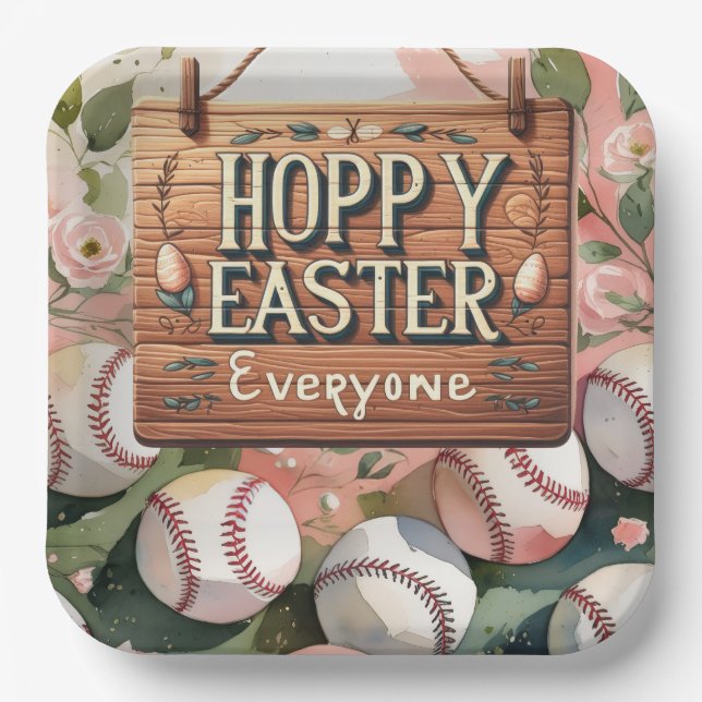 Baseball-Oster-Thema  Pappteller (Vorderseite)