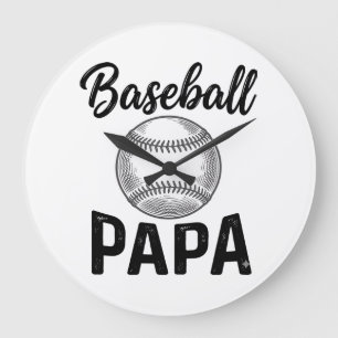 Baseball Papa Vintage Gravur Shirt Design_1 Große Wanduhr