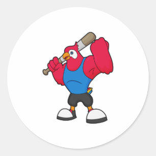 Baseball-Papagei Runder Aufkleber