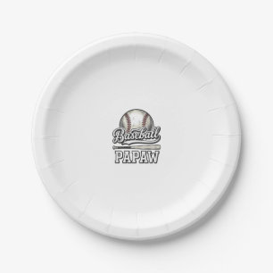 Baseball Papaw Vintage-Stickerei-Shirtdesign_1 Pappteller