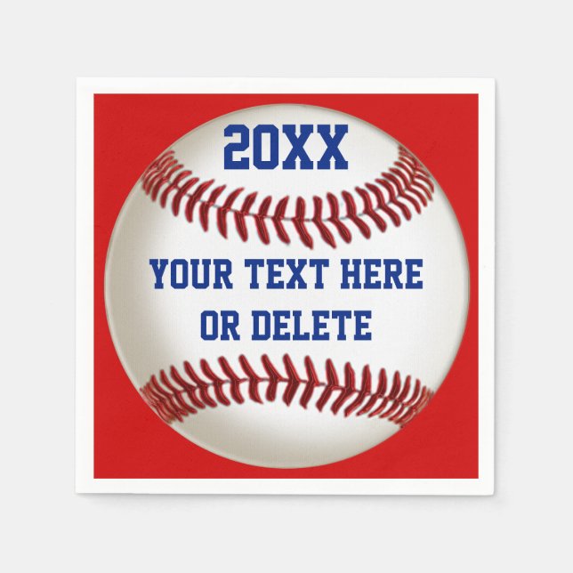 Baseball Paper Napkins 2 Textfelder, Team-FARBEN Serviette (Vorderseite)