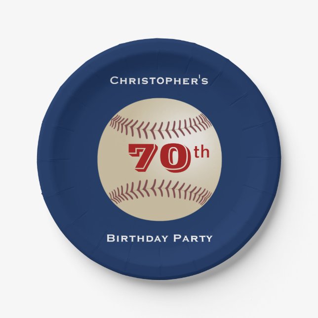 Baseball-PapierTeller, 70. Geburtstags-Party Pappteller (Vorderseite)