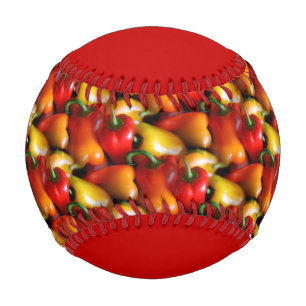 Baseball-Paprikaschoten in Rot und Gelb Baseball