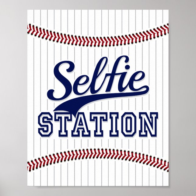 Baseball Party SELFIE STATION Sign Print Poster (Vorne)