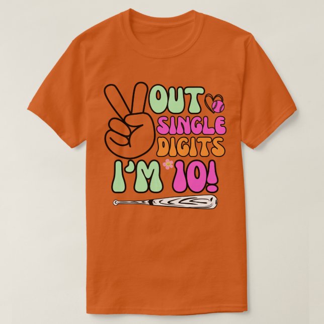 Baseball Peace Out Single Digit Im 10-jährigen 10t T-Shirt (Design vorne)