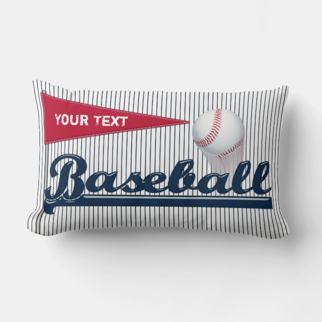 Baseball Pennant Blue Stripes-Lumbar Throw Kissen (Vorderseite)