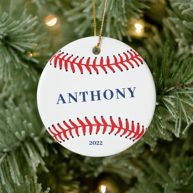 Baseball Personalisiert Weihnachten Keramik Ornament (Baum)