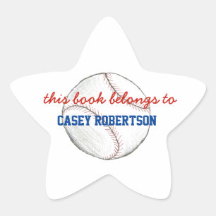 Baseball personalisierte Buchzeichen für Kinder -  Stern-Aufkleber