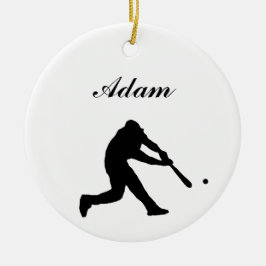 Baseball-personalisierte Weihnachtsverzierung Keramikornament