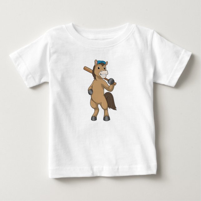 Baseball-Pferd mit Baseballschläger Baby T-shirt (Vorderseite)