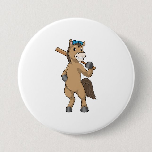 Baseball-Pferd mit Baseballschläger Button (Vorderseite)