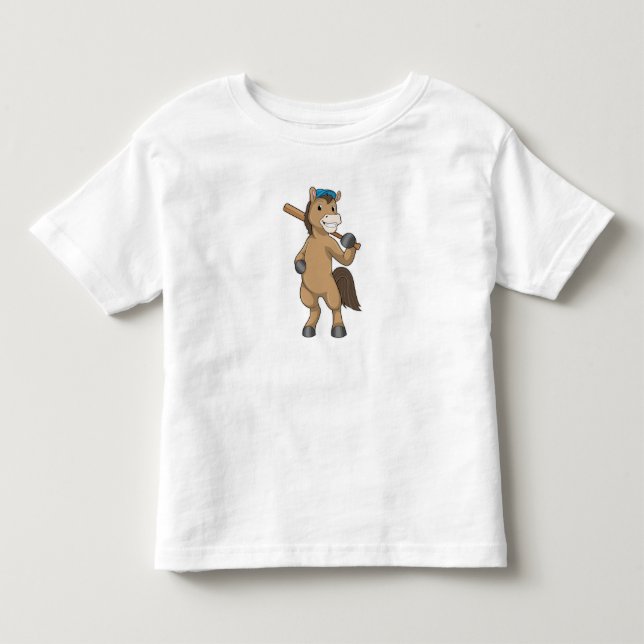 Baseball-Pferd mit Baseballschläger Kleinkind T-shirt (Vorderseite)