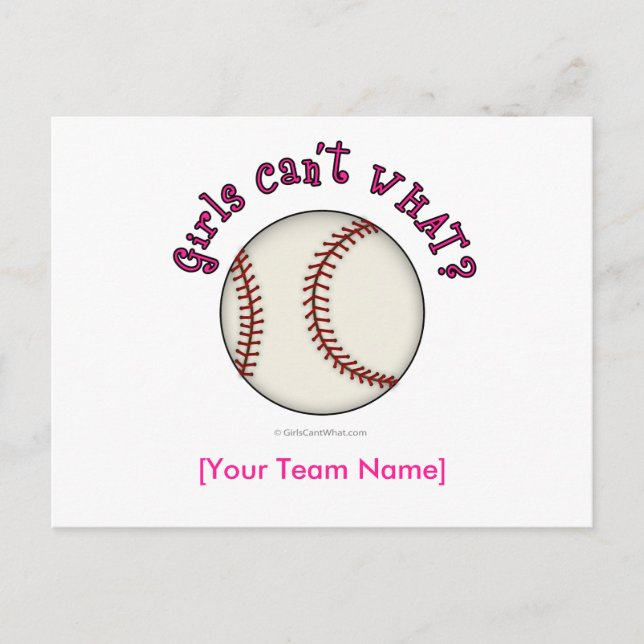 Baseball-Pink Postkarte (Vorderseite)