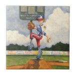 Baseball Pitcher auf dem Berg von Jay Throckmorton Fliese<br><div class="desc">Ist es eine Kurve oder ein Regler? Was auch immer es ist, in diesem phantastischen Stück von Jay Throckmorton kommt direkt auf Sie zu. Ein Baseballpitcher bedient den Hund und rollt sich, um einen Wurf auf den Teller zu liefern. Geben Sie das als Geschenk oder hängen Sie es an Ihre...</div>