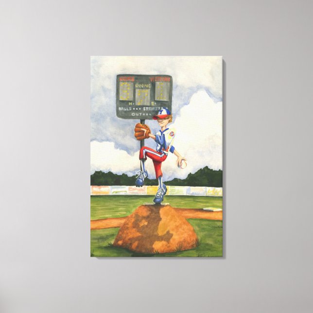 Baseball Pitcher auf dem Berg von Jay Throckmorton Leinwanddruck (Vorderseite)