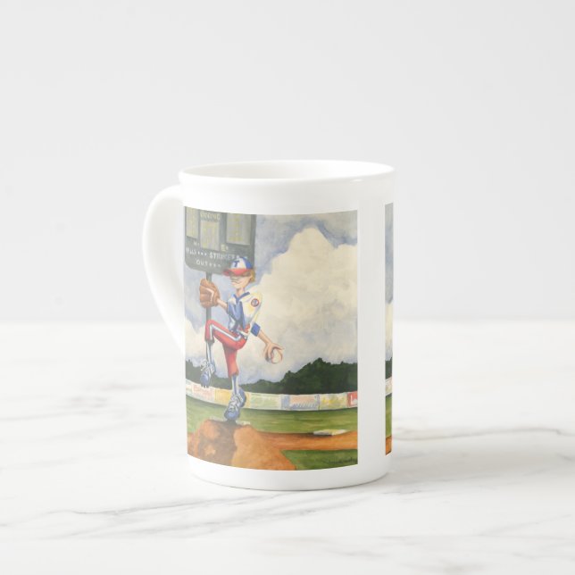 Baseball Pitcher auf dem Berg von Jay Throckmorton Prozellantasse (Vorderseite Links)