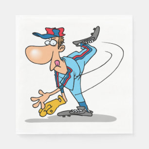 Baseball Pitcher Cartoon Style Serviette