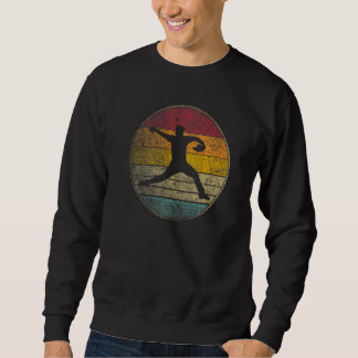 Baseball-Pitcher wirft Ballhandschuh Retro 70er 80 Sweatshirt