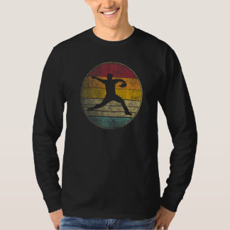 Baseball-Pitcher wirft Baseballhandschuh Retro 70e T-Shirt