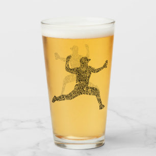 Baseball Pitcher Word Art Typografie Glas