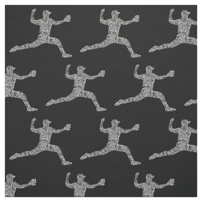 Baseball Pitcher Word Art Typografie Stoff (Muster)