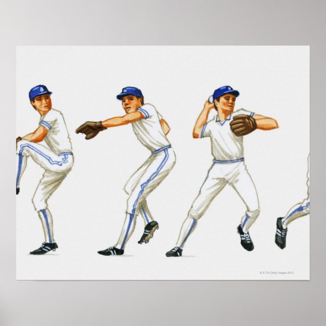 Baseball-Pitching-Technik, mehrere Bilder Poster (Vorne)