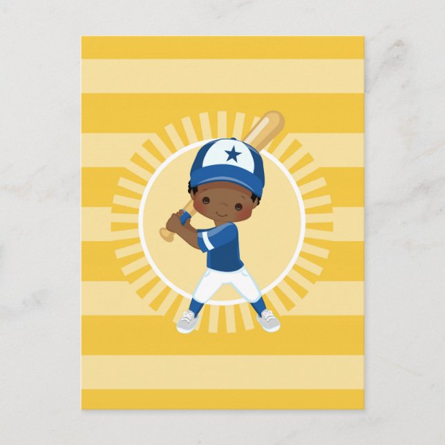 Baseball Player - Afroamerikanischer Junge Postkarte (Vorderseite)