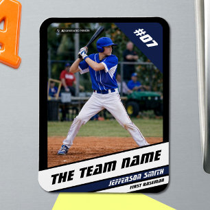 Baseball Player Anpassbar Black Blue Magnet
