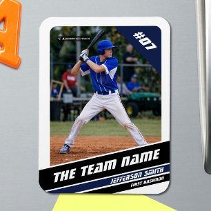 Baseball Player Anpassbar White Blue Magnet