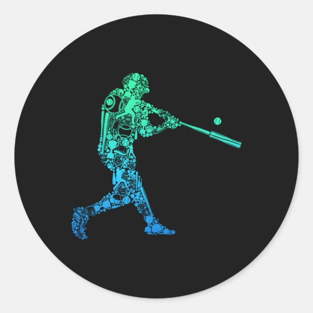 Baseball Player Batter Jugend Runder Aufkleber (Vorderseite)