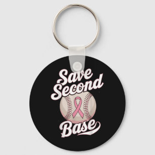 Baseball Player Breast Cancer Awaren der zweiten B Schlüsselanhänger