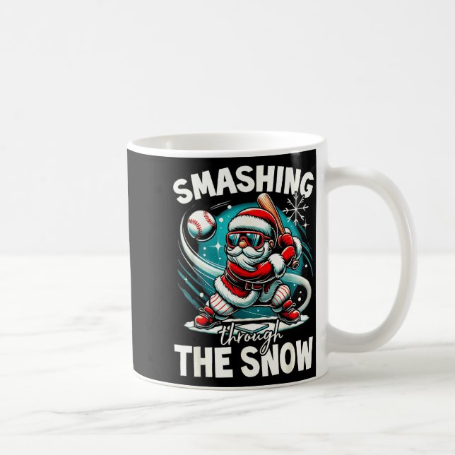 Baseball Player Christmas Santa, Smashing Through  Kaffeetasse (Rechts)