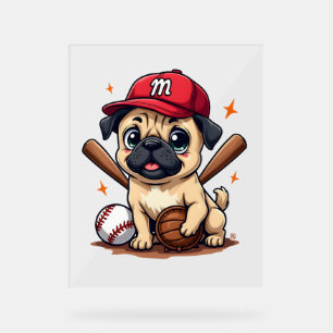 Baseball Player Coach Mops Dog Lover Mops Mama Acrylschild