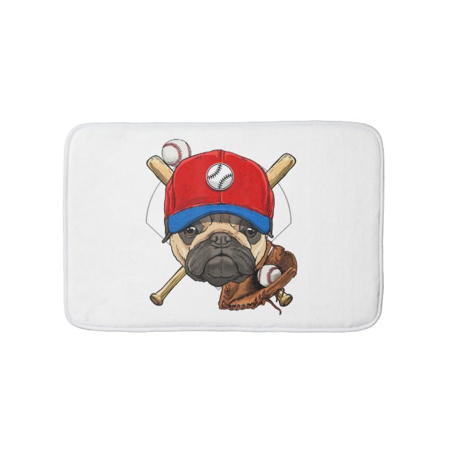 Baseball Player Coach Mops Dog Lover Mops Mama Badematte (Vorderseite)