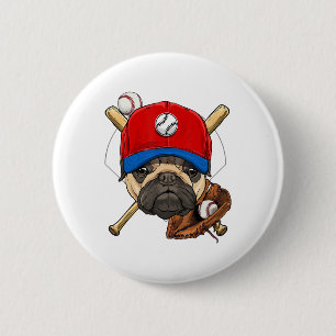 Baseball Player Coach Mops Dog Lover Mops Mama Button