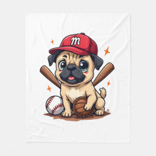 Baseball Player Coach Mops Dog Lover Mops Mama Fleecedecke