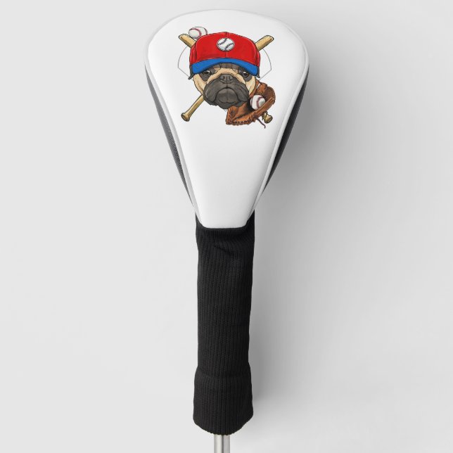 Baseball Player Coach Mops Dog Lover Mops Mama Golf Headcover (Vorderseite)