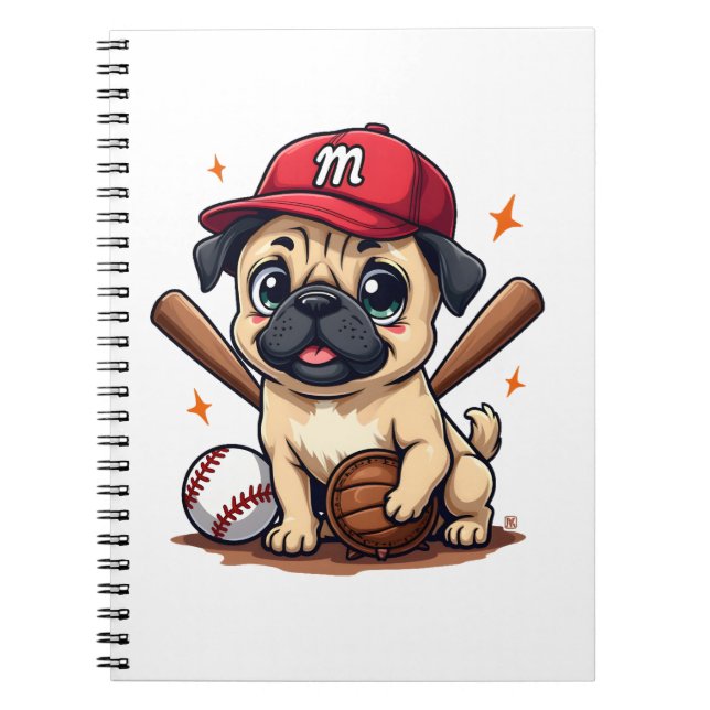 Baseball Player Coach Mops Dog Lover Mops Mama Notizblock (Vorderseite)