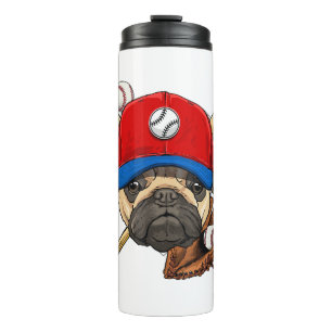 Baseball Player Coach Mops Dog Lover Mops Mama Thermosbecher