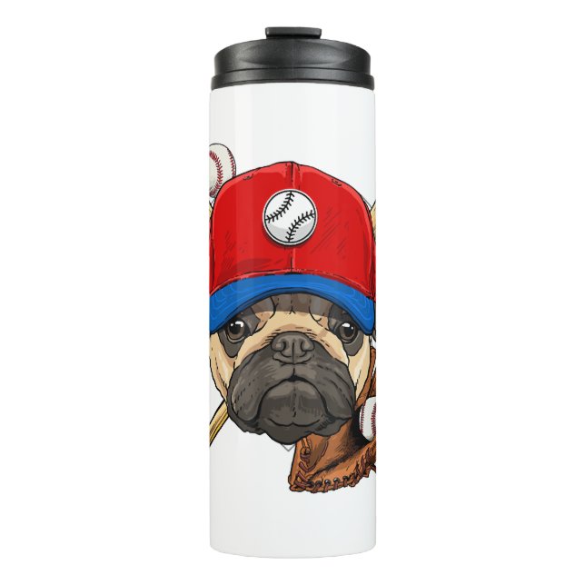 Baseball Player Coach Mops Dog Lover Mops Mama Thermosbecher (Vorderseite)