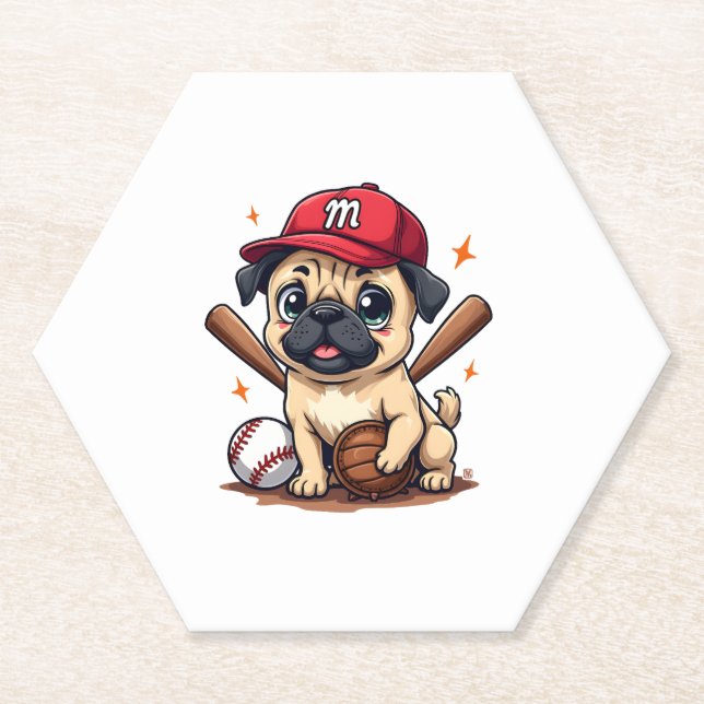 Baseball Player Coach Mops Dog Lover Mops Mama Untersetzer (Vorderseite)