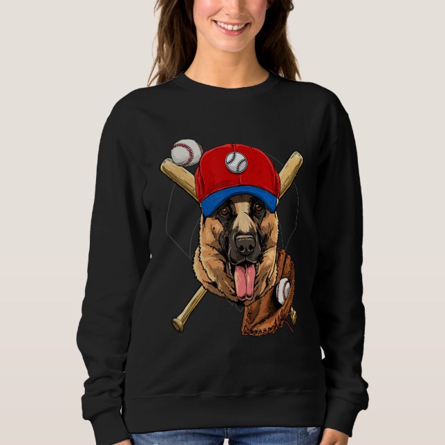 Baseball Player Coaches German Shepherd Dog Pitche Sweatshirt (Vorderseite)